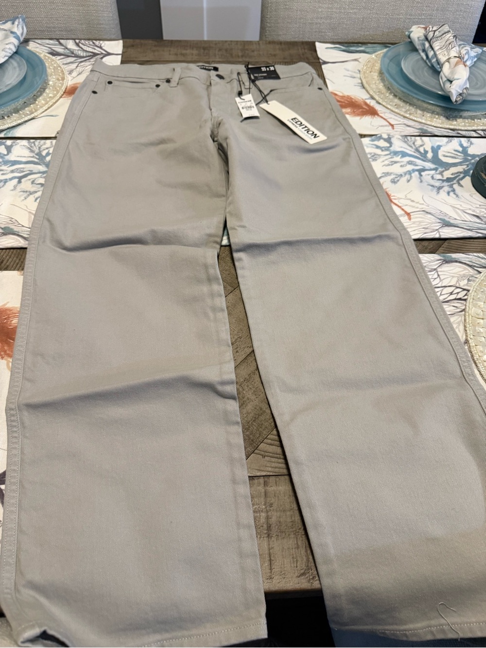 Express EDITION Light Gray Straight-Leg Pants